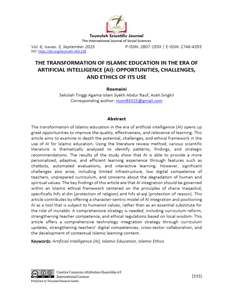AI's Impact on Islamic Education | PDF | Artificial Intelligence ...