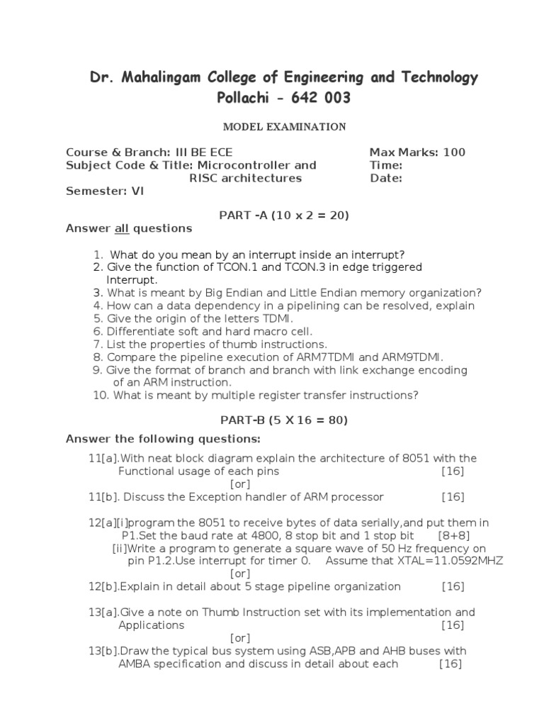 ECE Microcontroller Exam | PDF | Teaching Methods & Materials