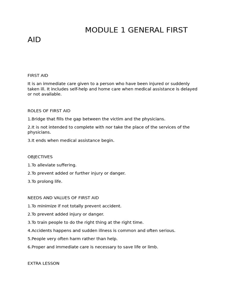 First Aid Basics and Importance | PDF