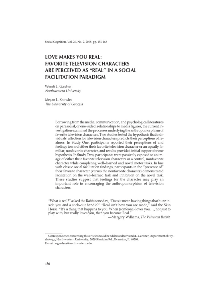 Anthropomorphism in TV Characters | PDF | Cognition | Psychology