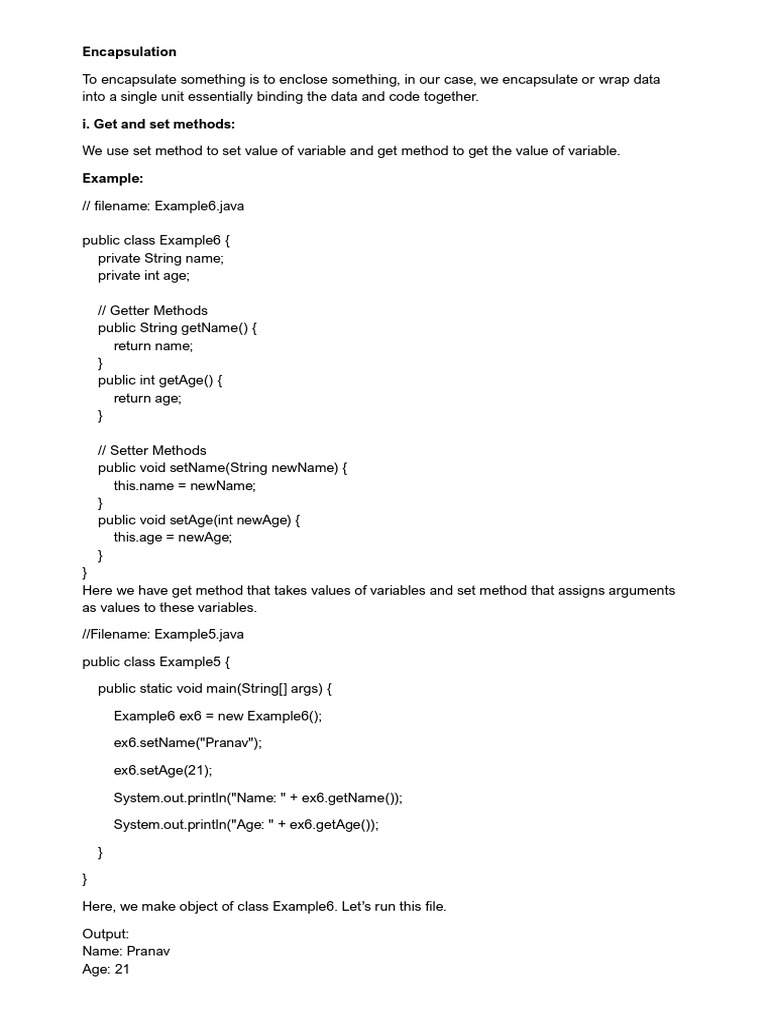 Understanding Encapsulation in Java | PDF | Class (Computer Programming ...