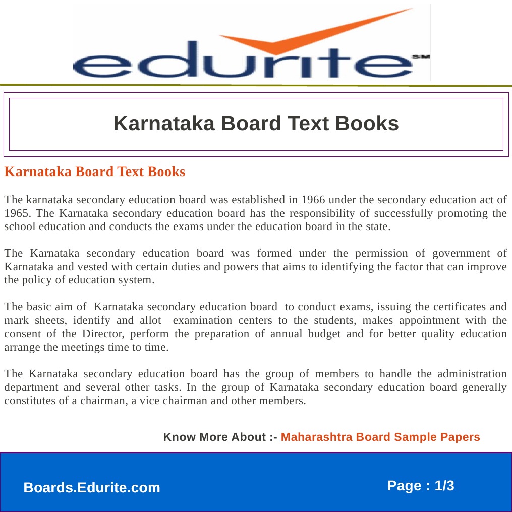 Karnataka Board Textbook Resources | PDF