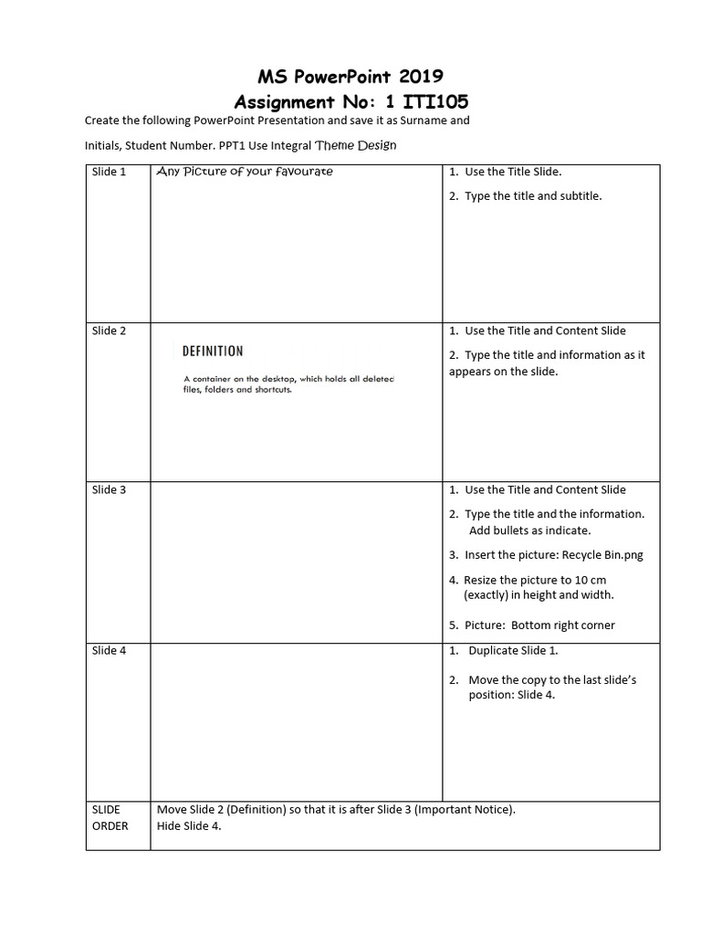 PowerPoint Assignment Instructions | PDF