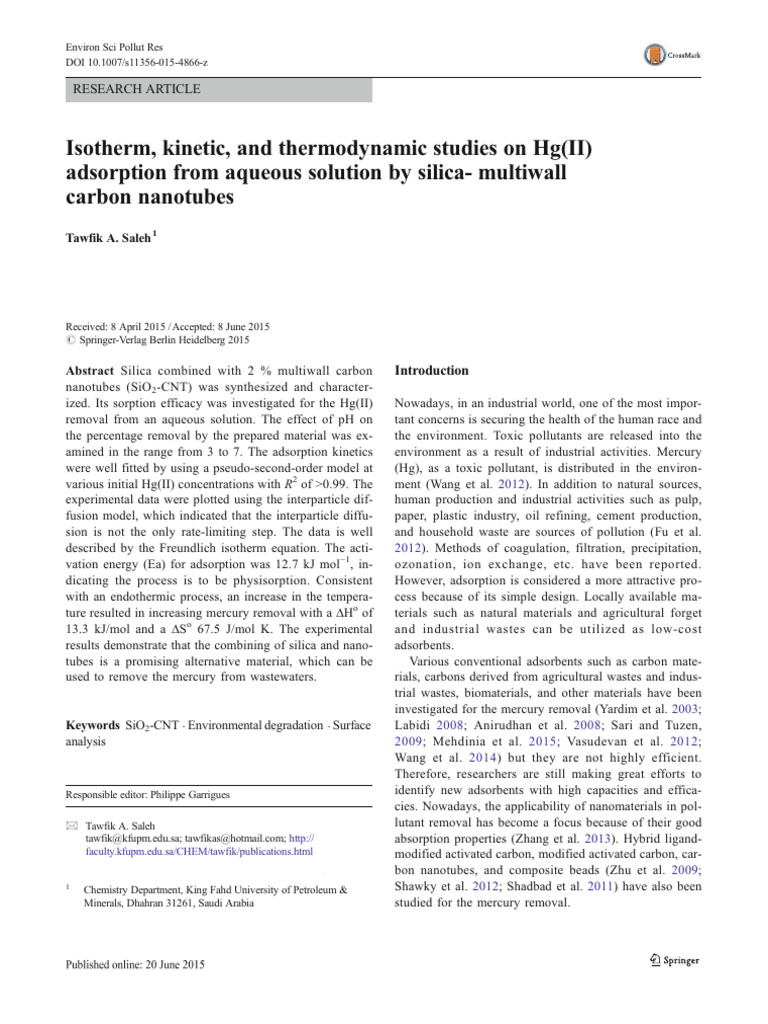 XRD Pattern of SiO2-CNT | PDF | Adsorption | Carbon Nanotube