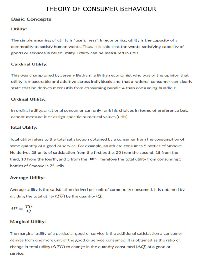 Theory of Consumer Behaviour | PDF
