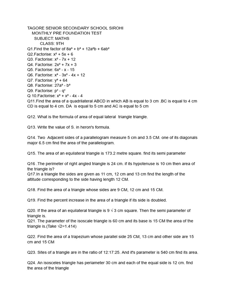 Class 9th Math | PDF