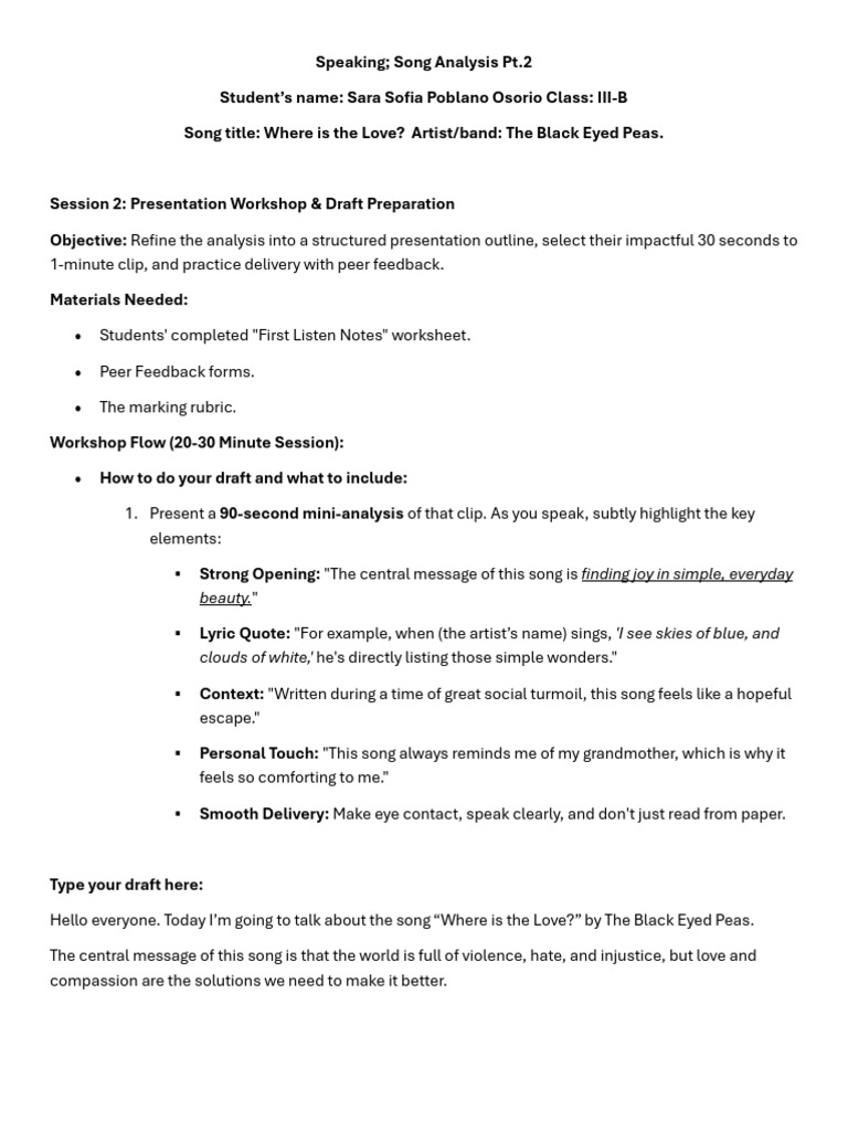 Song Analysis: Where is the Love? | PDF
