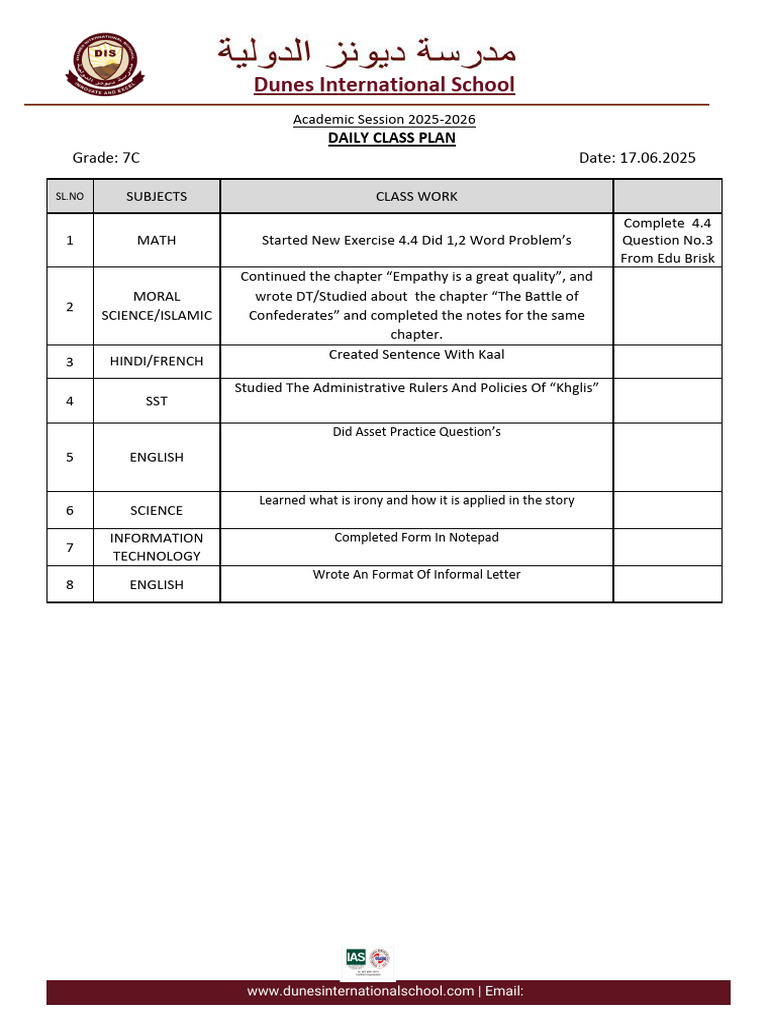 7C DCP Tuesday 17.06.2025 | PDF