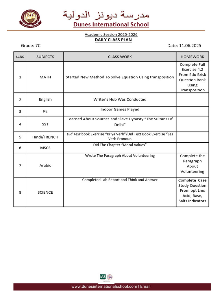 7C DCP Wednesday 11.06.2025 | PDF | Grammar | Syntax