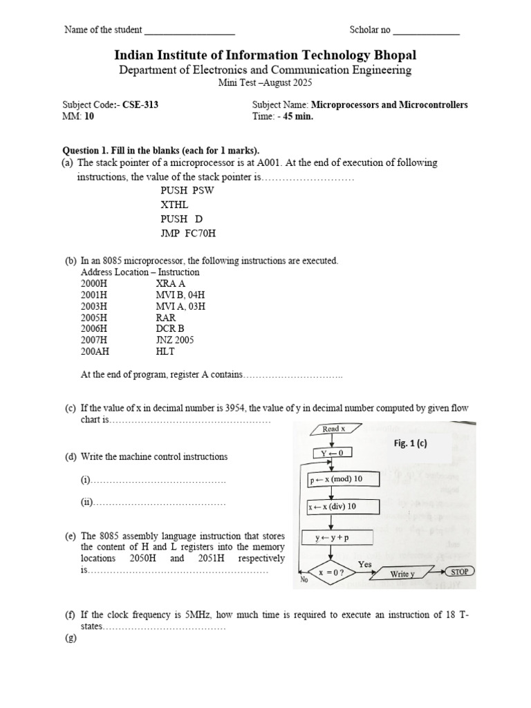 Mini Test Question Paper CSE | PDF | Office Equipment | Computing