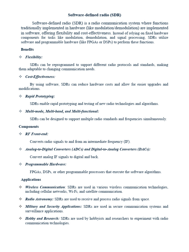Understanding Software-Defined Radio (SDR) | PDF | Software Defined ...