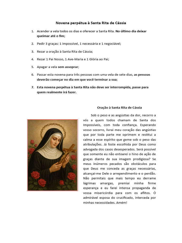 Novena Perpétua a Santa Rita de Cássia | PDF