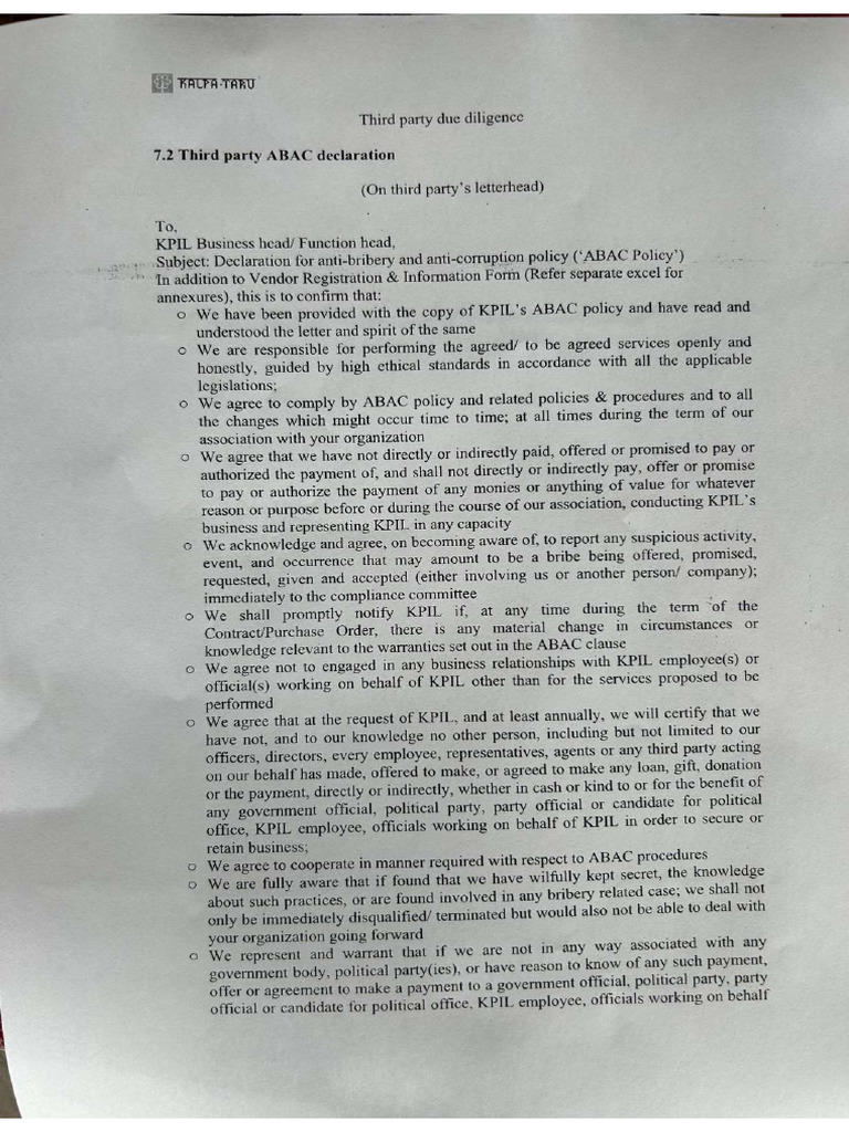 ABAC Declaration | PDF
