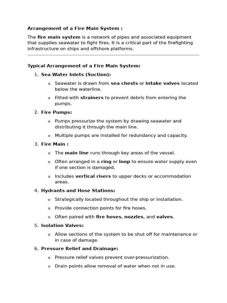 Fire Main System Arrangement on Ships | PDF | Pump | Mechanical Engineering