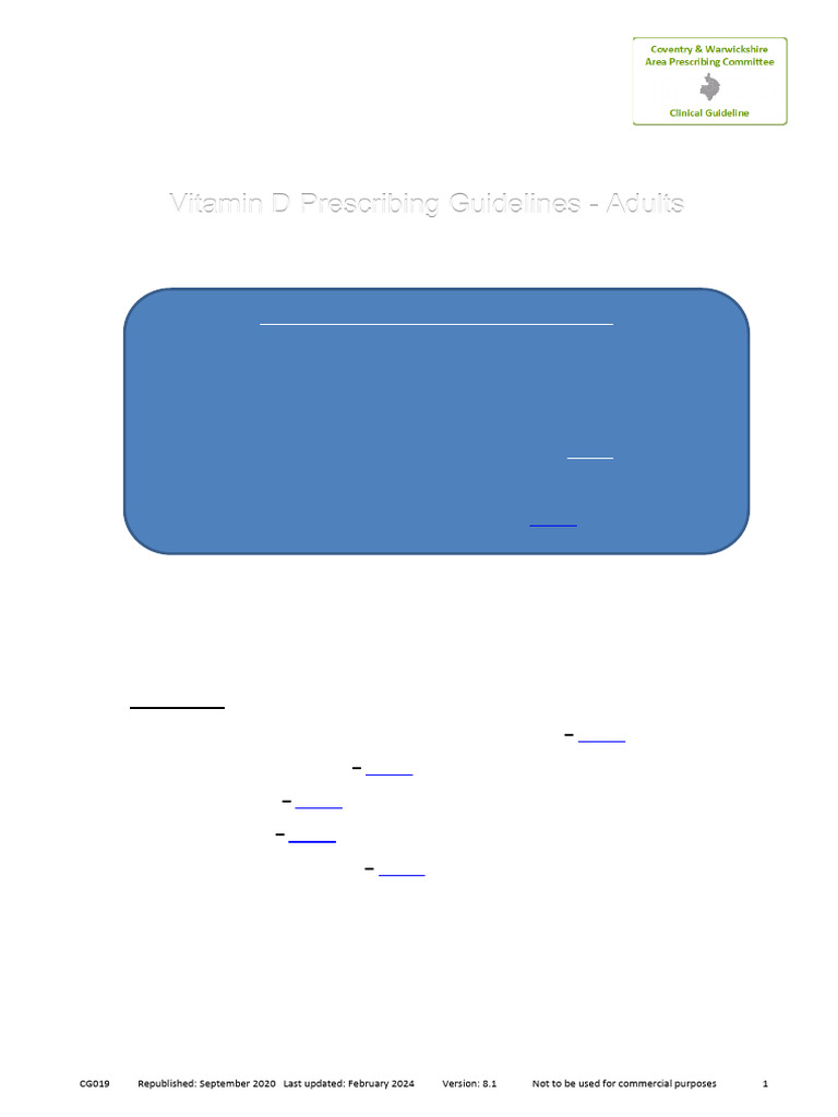 Vitamin D Deficiency Management Guide | PDF | Vitamin D | Vitamin