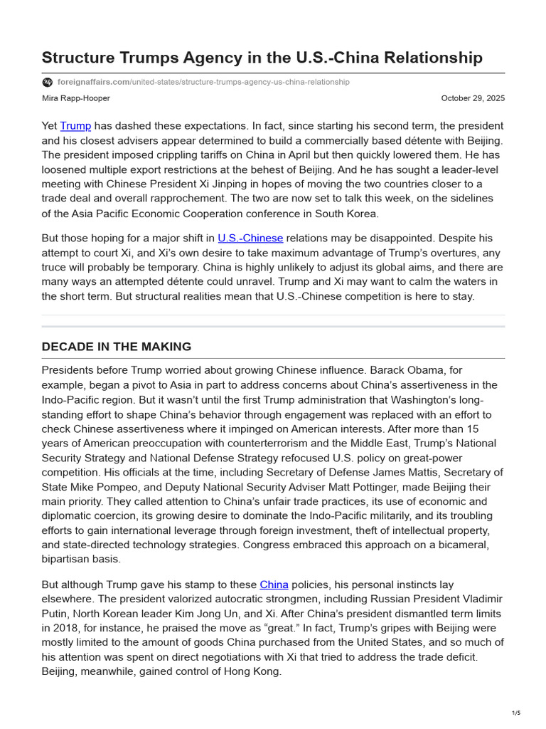 Trump's Evolving Strategy on U.S.-China Relations | PDF | Donald Trump ...