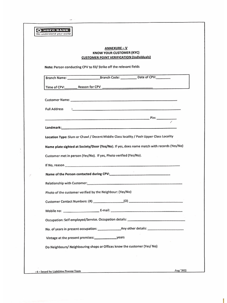 CPV Form (Annexure - V) | PDF