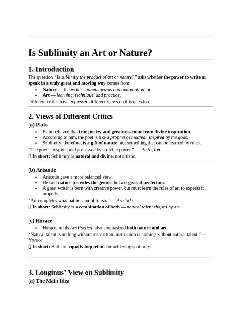 Sublimity An Art or Nature | PDF