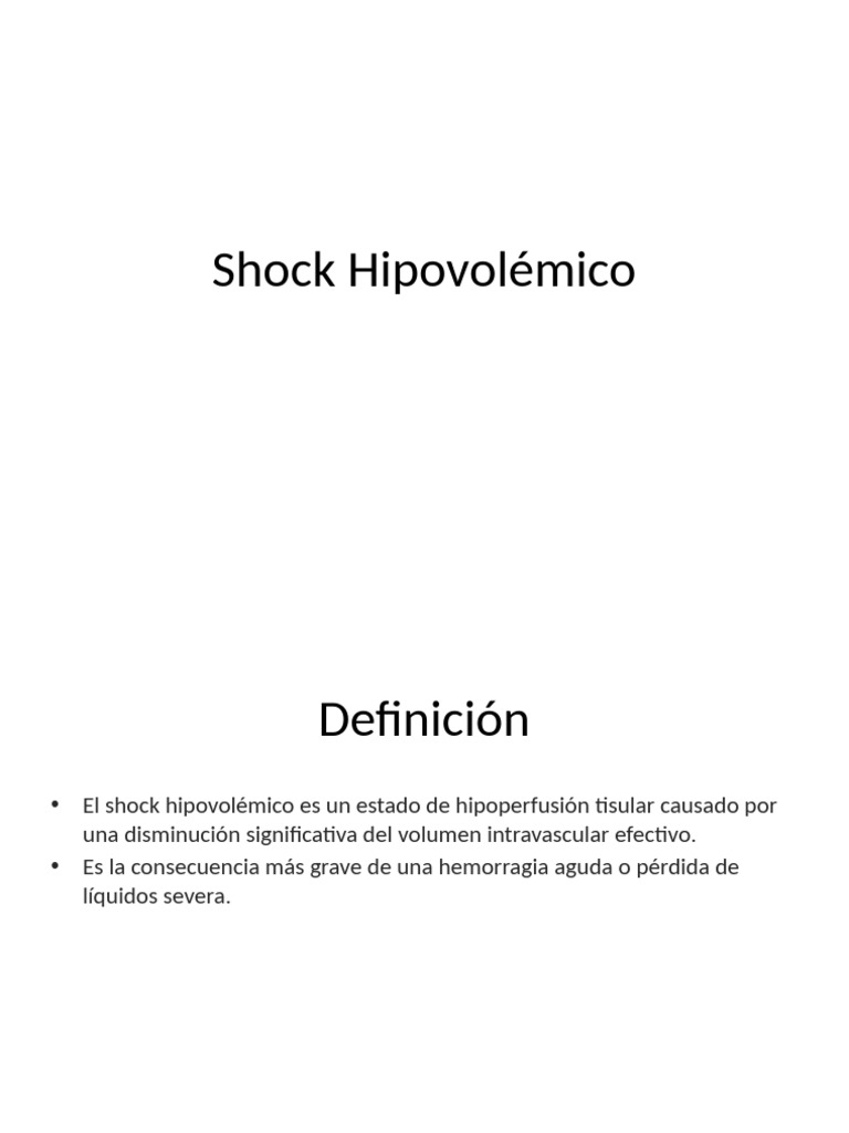 Manejo del Shock Hipovolémico | PDF | Especialidades Medicas ...