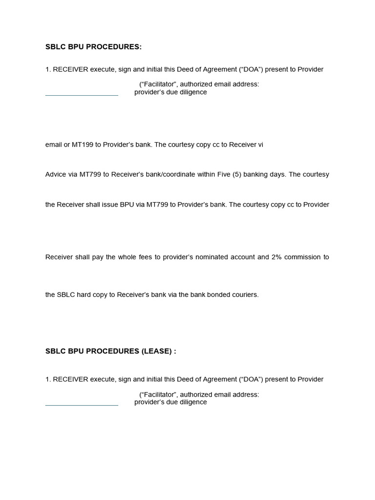 BPU Procedures for SBLC Transactions | PDF | Chess Theory | Chess