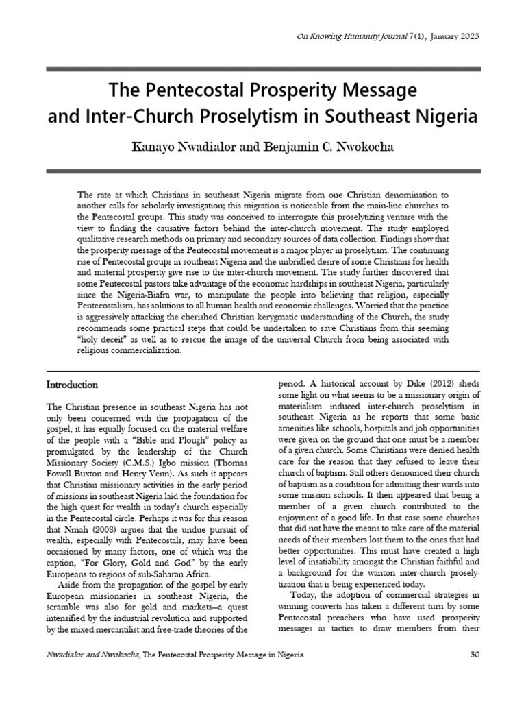 Pentecostal Prosperity and Church Migration | PDF | Prosperity Theology ...