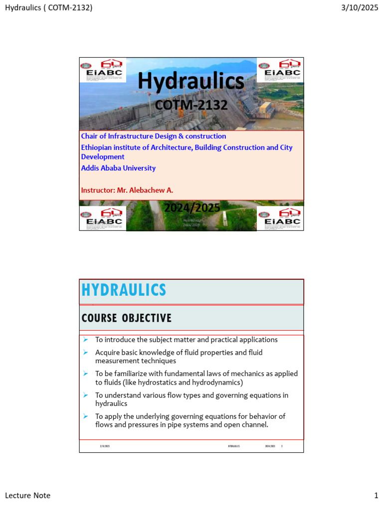 Hydraulics Course Overview COTM-2132 | PDF | Viscosity | Fluid Mechanics