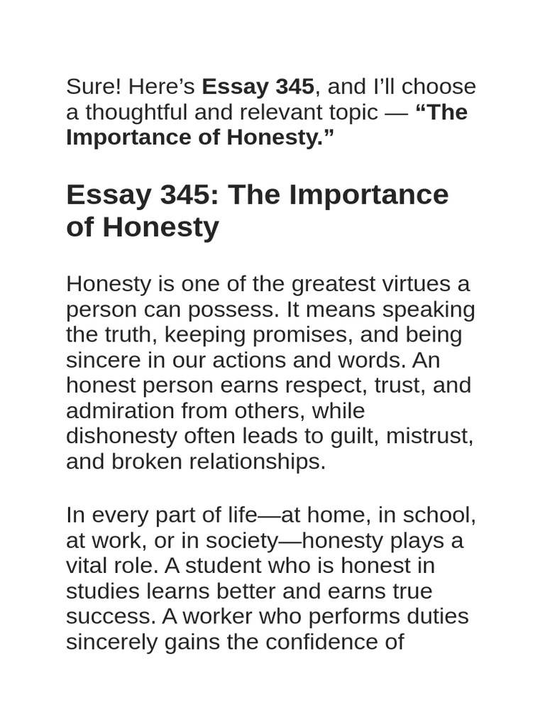 The Value of Honesty in Life | PDF