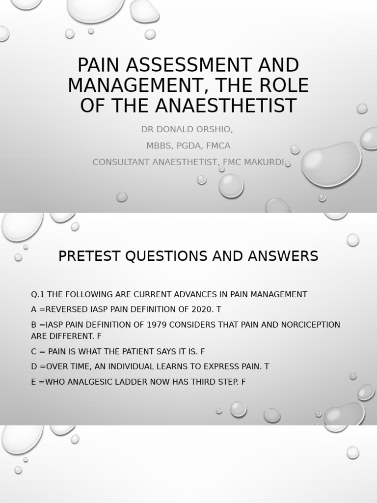 PAIN ASSESSMENT AND MANAGEMENT, THE ROLE OF | PDF | Pain | Opioid
