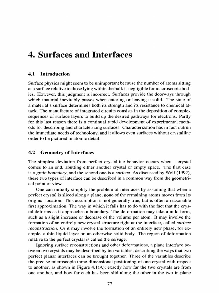 Surfaces and Interfaces in Material Science | PDF | Crystal Structure ...