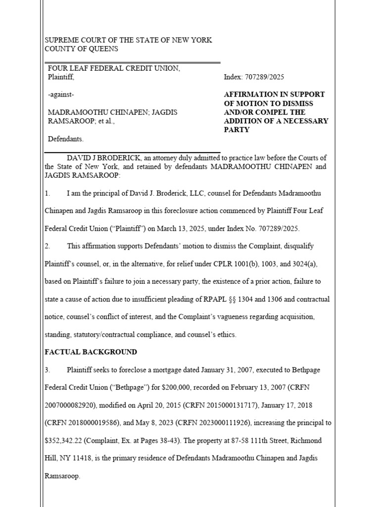 Motion to Dismiss Foreclosure Case | PDF | Foreclosure | Mortgage Law