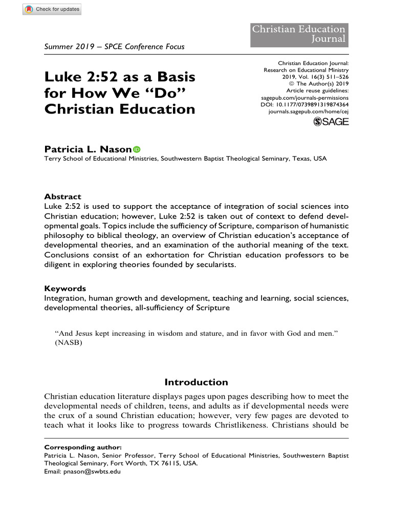 Nason (2019) Luke 2 52 As A Basis For How We Do Christian Education ...