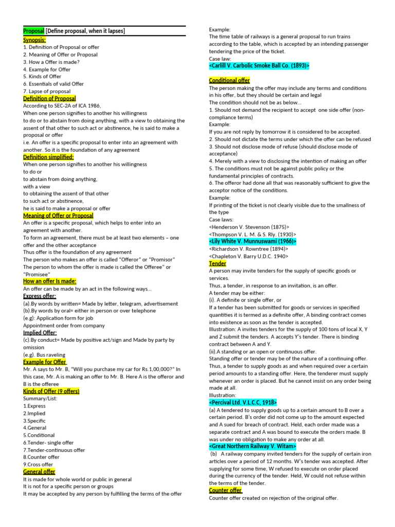 Understanding Proposals and Offers | PDF | Consideration | Offer And ...