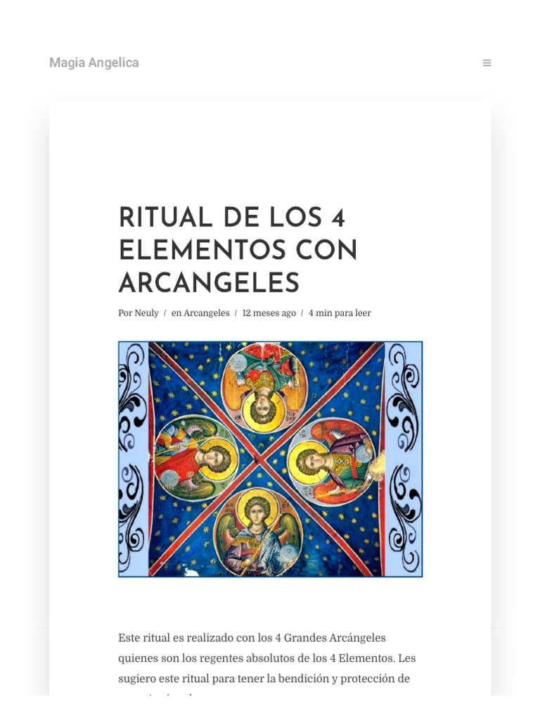Ritual de Los 4 Elementos Con Arcangeles - Magia Angelica | PDF
