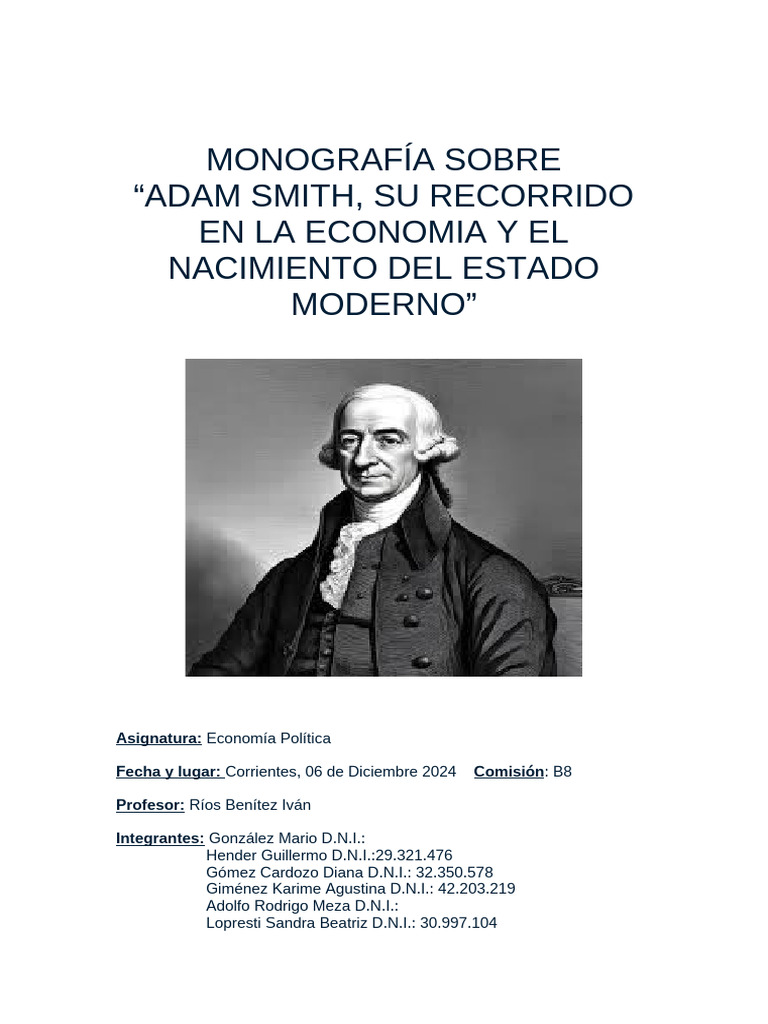 Adam Smith: Economía y Estado Moderno | PDF | Riqueza | La riqueza de