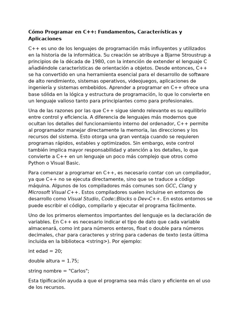 Fundamentos de Programación en C++ | PDF | Programación de computadoras ...