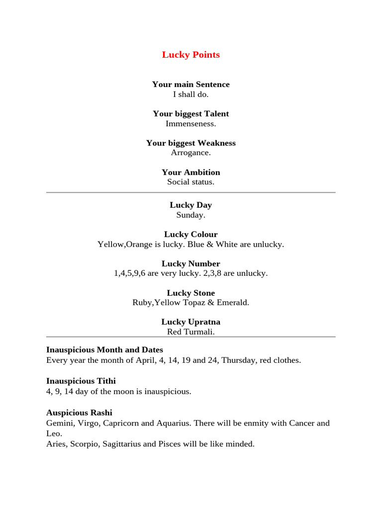 Lucky Points 10.28am | PDF