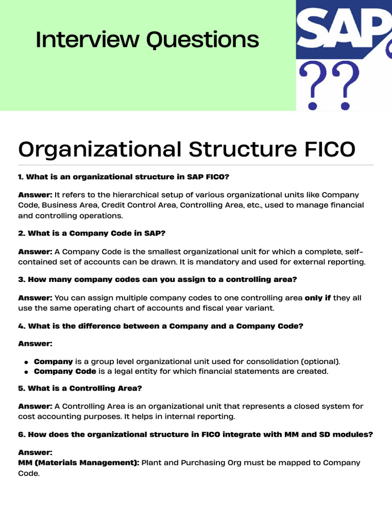SAP FICO Organizational Structure Guide | PDF | Business | Business ...