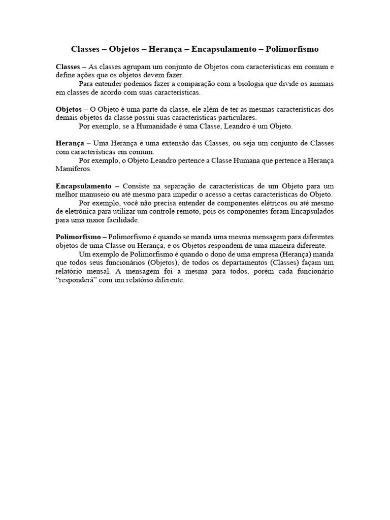 Conceitos de Programação Orientada a Objetos | PDF