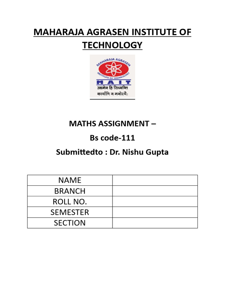 Maths Assign PG | PDF