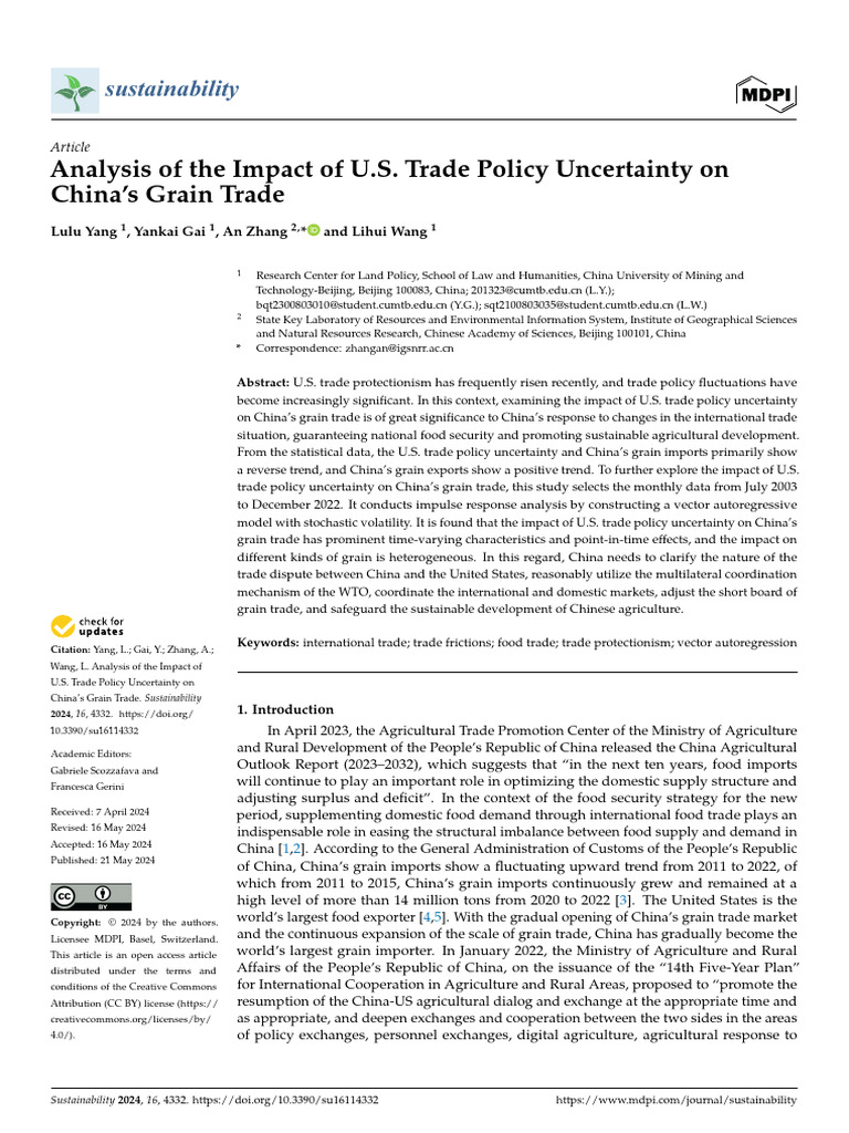 Analysis of The Impact of U.S. Trade Policy Uncertainty On | PDF ...