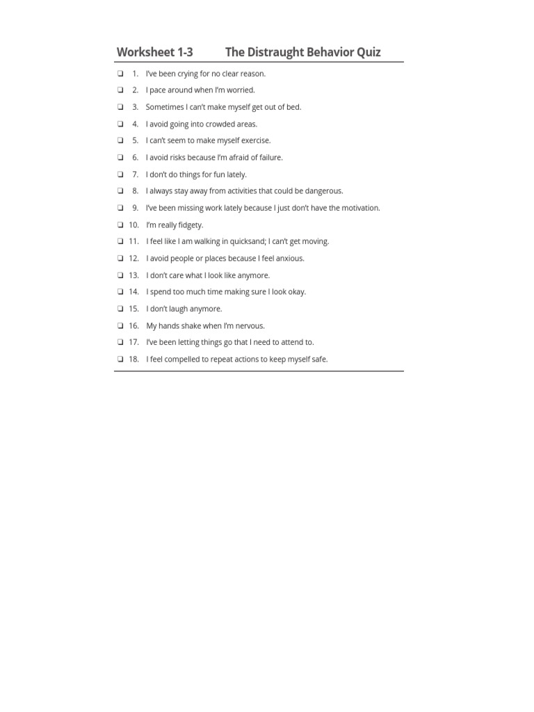 Distraught Behavior Quiz Worksheet | PDF
