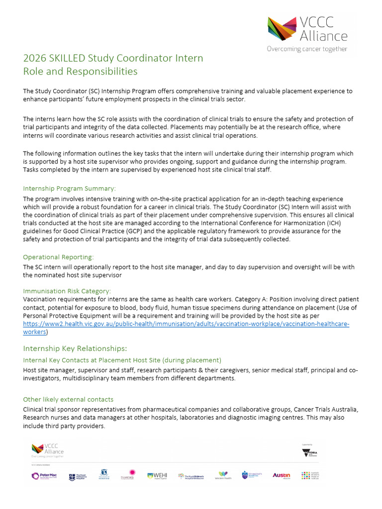 2026 Study Coordinator Internship Program | PDF | Clinical Trial ...