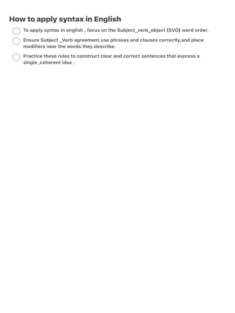 Mastering English Syntax Rules | PDF