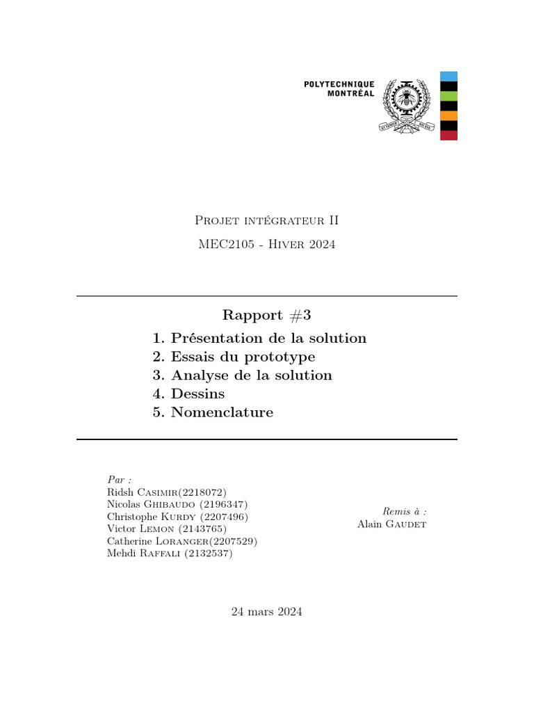 Rapport sur le prototype de robot MEC2105 | PDF | Rotation | Ingénierie ...