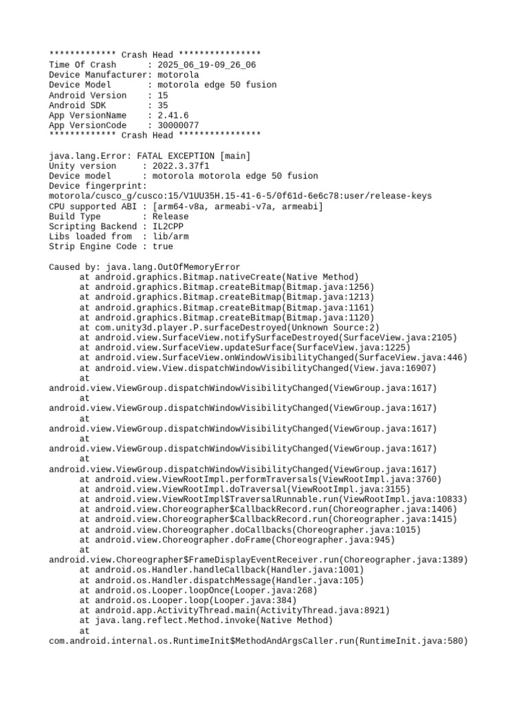 Motorola Edge 50 Fusion Crash Report | PDF | Java (Programming Language ...