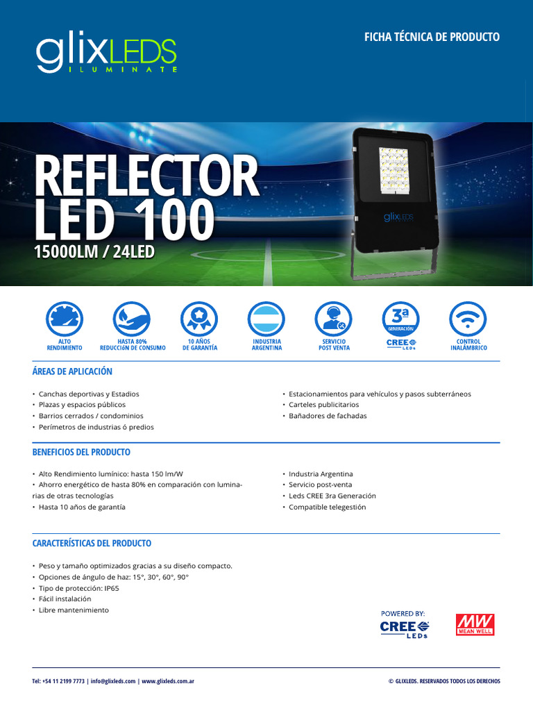 Reflector LED 100W: Eficiencia y Versatilidad | PDF | Diodo emisor de ...