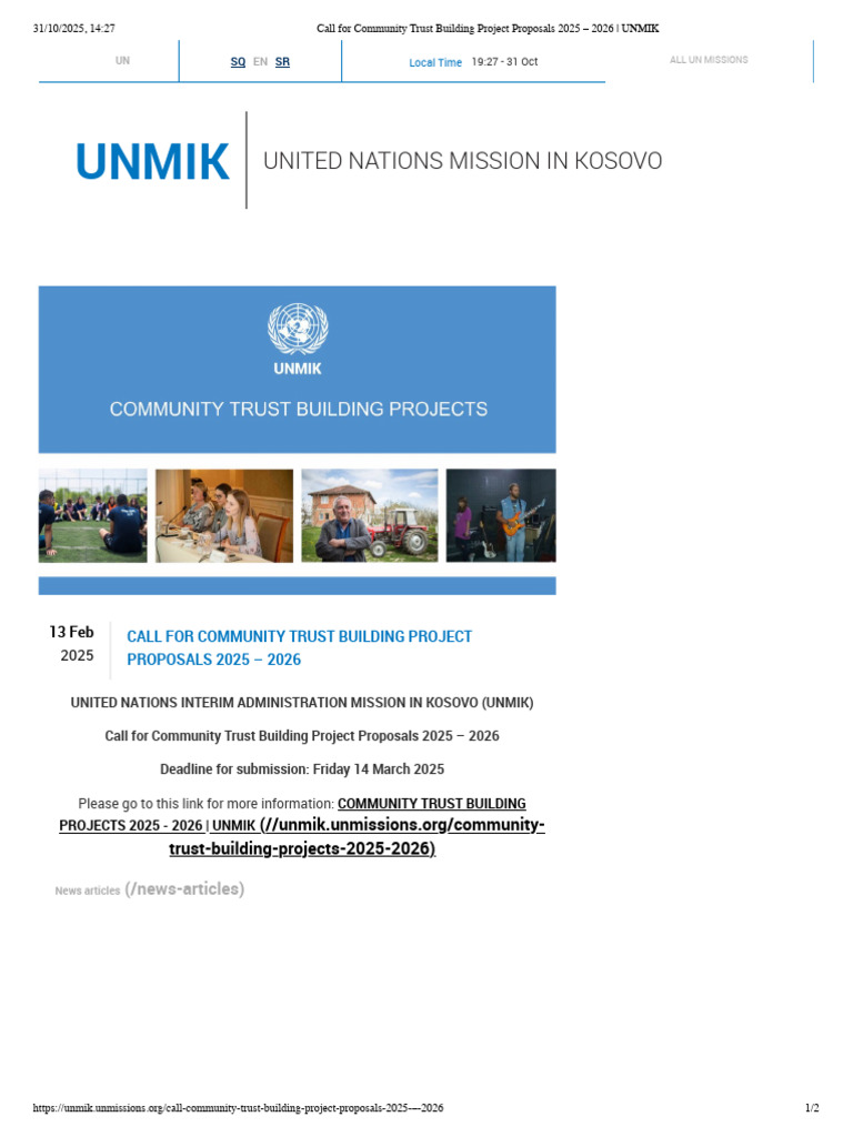 UNMIK Community Trust Proposals 2025-2026 | PDF