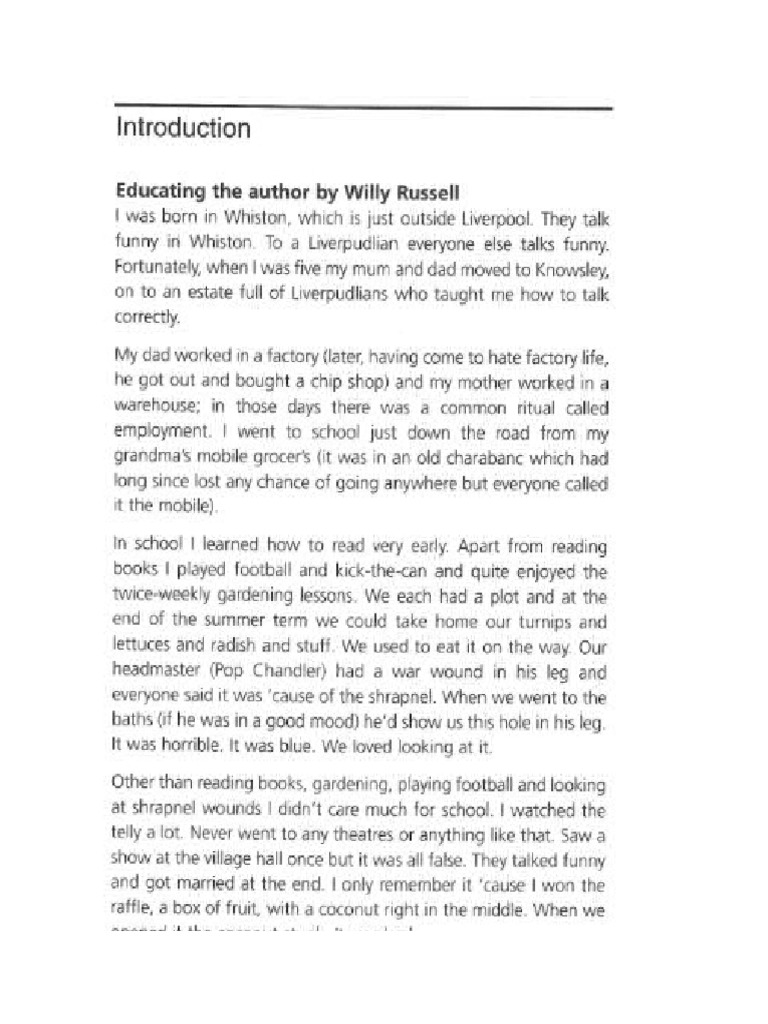 Willy Russell: Celebrated Playwright Bio | PDF
