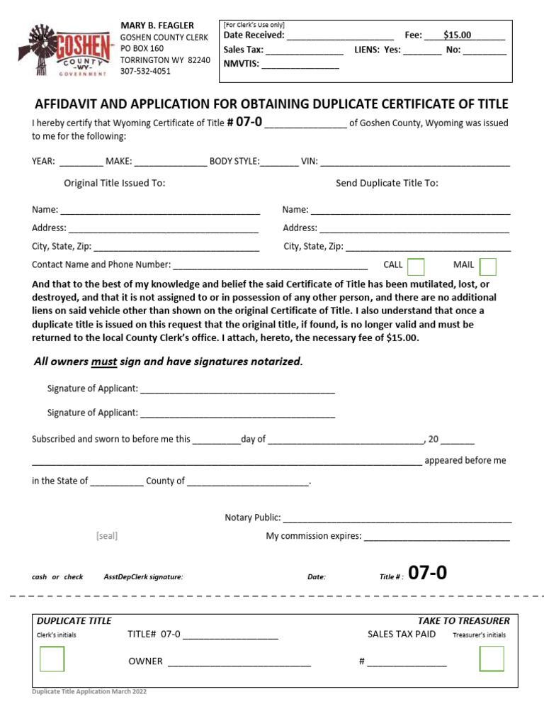 Duplicate Title Application PDF | PDF | Notary Public | Civil Law ...