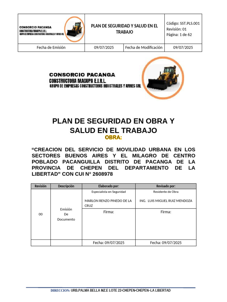 Plan de Seguridad y Salud en Obra Chepén | PDF | Riesgo | Evaluación de ...
